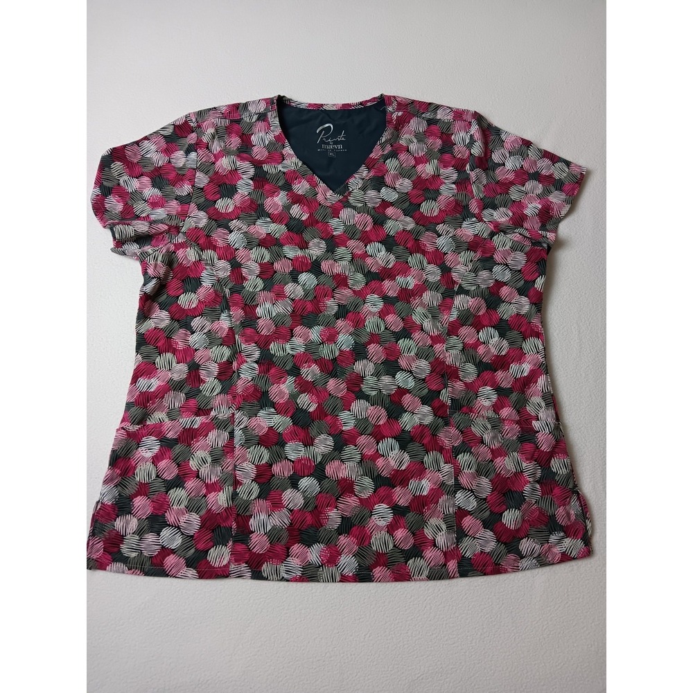 Maevn Tunic T-Shirt Womens XL Multicolor V-Neck Geometric Pockets Stretch